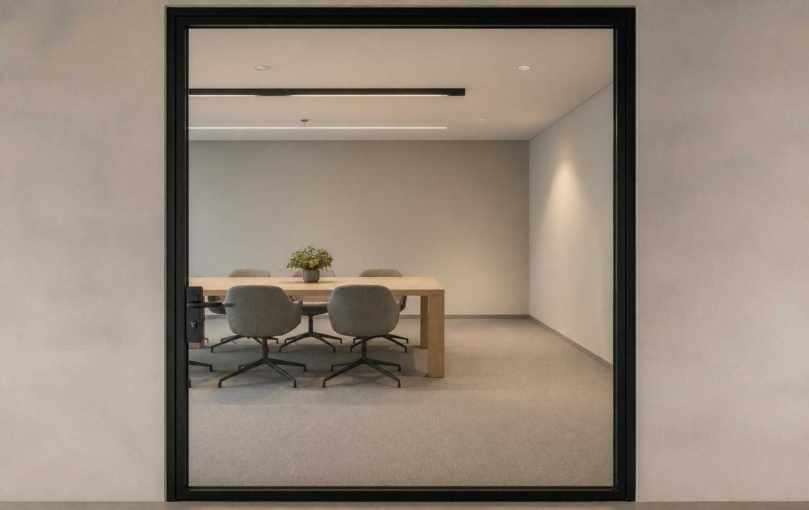 Glaswand met smartfolie in matte stand, kantoren