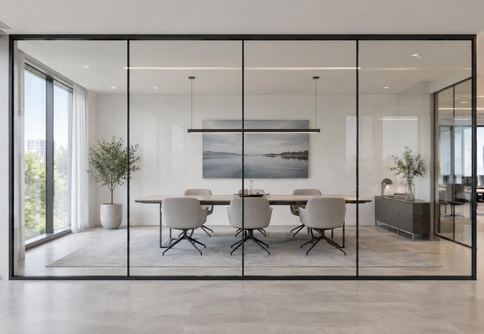 Dezelfde glaspartij met HQ Reverse in transparante stand